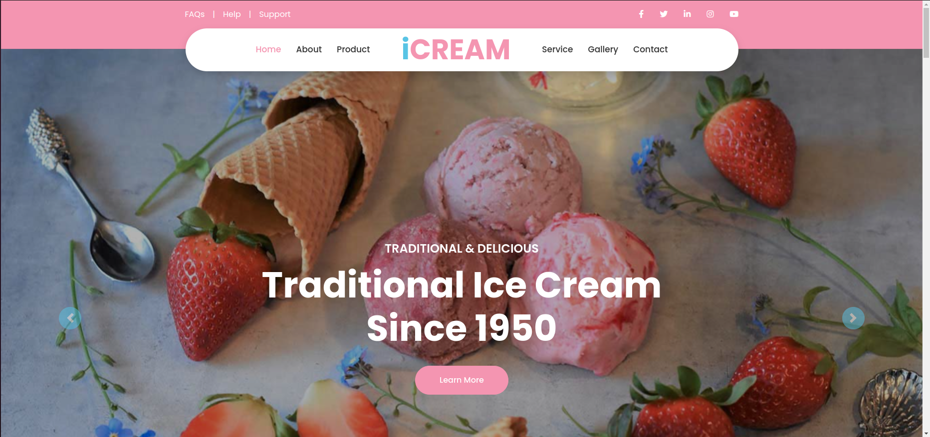 Ice Cream Shop Website Development
